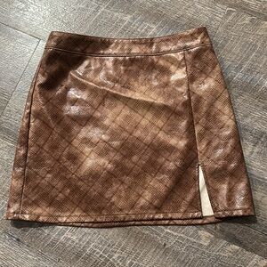 Altar'd State Brown Textured Mini Skirt